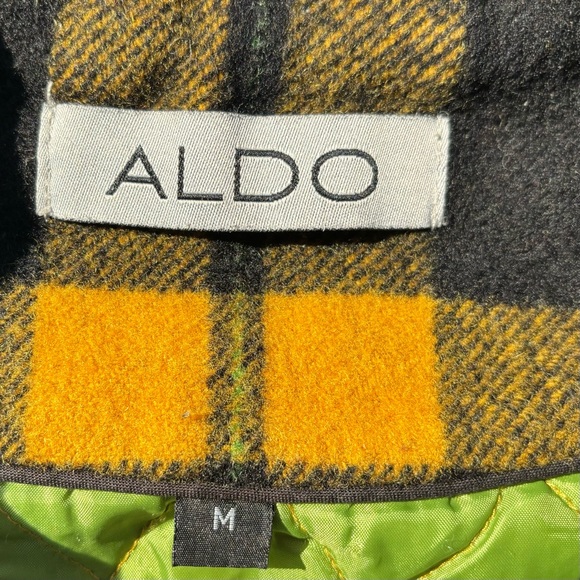 ALDO women’s wool jacket coat checked elastic at side full zipper front size M - Picture 6 of 12